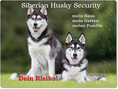 Merchandise for Fans Warnschild - Schild aus Aluminium - Motiv: Siberian Husky Security (01) von Merchandise for Fans