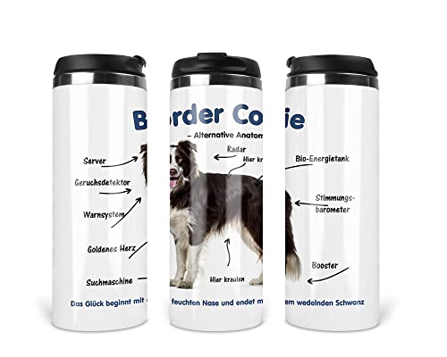 Reisebecher/Thermobecher/Isolierbecher/Edelstahl | 340 ml |Deckel | Motiv Alternative Anatomie Border Collie 01 von Merchandise for Fans