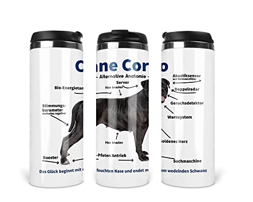 Reisebecher/Thermobecher/Isolierbecher/Edelstahl | 340 ml |Deckel | Motiv Alternative Anatomie Cane Corso 01 von Merchandise for Fans