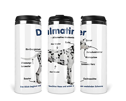 Reisebecher/Thermobecher/Isolierbecher/Edelstahl | 340 ml |Deckel | Motiv Alternative Anatomie Dalmatiner von Merchandise for Fans