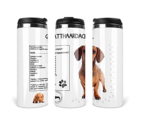 Reisebecher/Thermobecher/Isolierbecher/Edelstahl | 340 ml |Deckel | Motiv Lustige Nährwerte Dackel 03 Reisebecher/Thermobecher/Isolierbecher/Edelstahl | 340 ml |Deckel | Motiv Lustige Nährwerte Dackel 03 von Merchandise for Fans