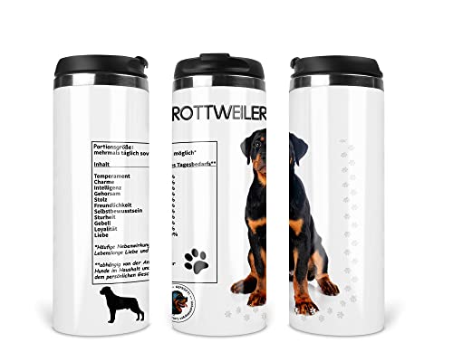 Reisebecher/Thermobecher/Isolierbecher/Edelstahl | 340 ml |Deckel | Motiv Lustige Nährwerte Rottweiler Reisebecher/Thermobecher/Isolierbecher/Edelstahl | 340 ml |Deckel | Motiv Lustige Nährwerte Rottweiler von Merchandise for Fans