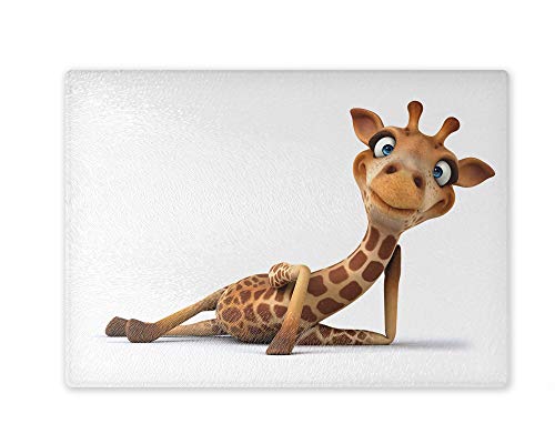 Schneidebrett/Glasschneidebrett 20x28x0,4cm - Motiv: 3D Giraffe liegend | 02 von Merchandise for Fans