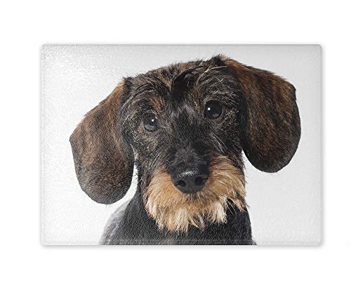Schneidebrett/Glasschneidebrett 20x28x0,4cm - Motiv: Dackel Rauhhaardackel | 06 von Merchandise for Fans