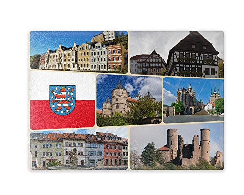 Schneidebrett/Glasschneidebrett 20x28x0,4cm - Motiv: Deutschland Collage Thüringen | 16 Schneidebrett/Glasschneidebrett 20x28x0,4cm - Motiv: Deutschland Collage Thüringen | 16 von Merchandise for Fans