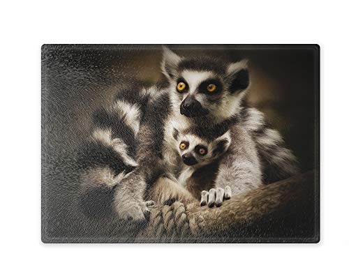 Schneidebrett/Glasschneidebrett 20x28x0,4cm - Motiv: Katta Lemur mit Jungtier | 01 Schneidebrett/Glasschneidebrett 20x28x0,4cm - Motiv: Katta Lemur mit Jungtier | 01 von Merchandise for Fans