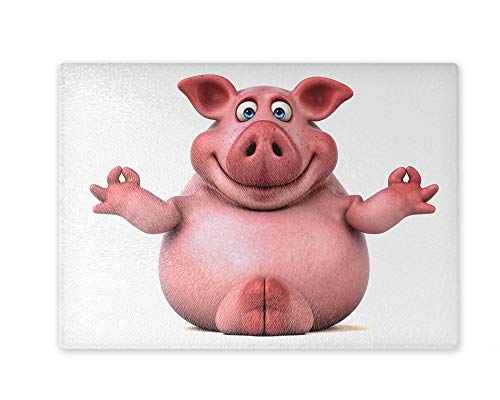Schneidebrett/Glasschneidebrett 30x39x0,4cm- Motiv: 3D Comic Schwein beim Yoga Meditation | 02 Schneidebrett/Glasschneidebrett 30x39x0,4cm- Motiv: 3D Comic Schwein beim Yoga Meditation | 02 von Merchandise for Fans