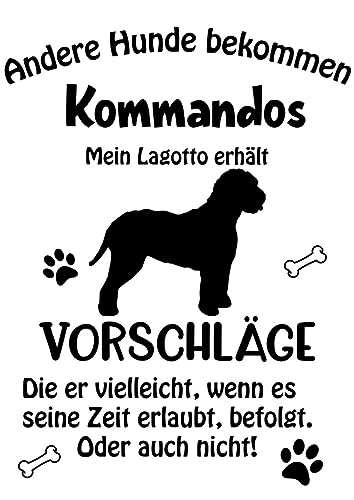 Wandtattoo Autoaufkleber Aufkleber Sticker Innen und Außen selbstklebend konturgeschnitten viele Farben Motiv: Spruch lustige Kommandos Lagotto Romagnolo von Merchandise for Fans