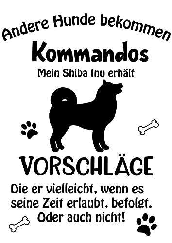 Wandtattoo Autoaufkleber Aufkleber Sticker Innen und Außen selbstklebend konturgeschnitten viele Farben Motiv: Spruch lustige Kommandos Shiba Inu von Merchandise for Fans