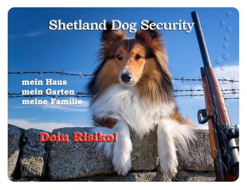 Warnschild - Schild 20x30cm Motiv: Hund Shetland Dog Sheltie Security (001) von Merchandise for Fans