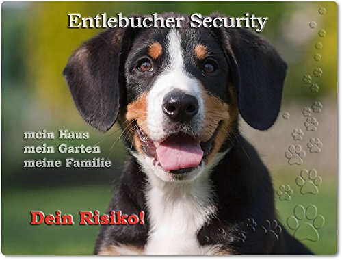 Merchandise for Fans Warnschild - Schild aus Aluminium 20x30cm - Motiv: Entlebucher Sennenhund Security (03) von Merchandise for Fans