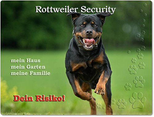 Merchandise for Fans Warnschild - Schild aus Aluminium 20x30cm - Motiv: Rottweiler Security (01) von Merchandise for Fans