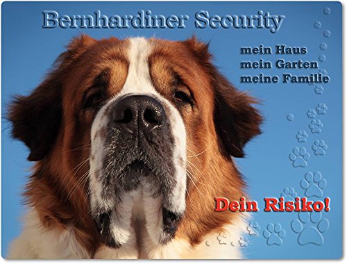 Warnschild - Schild aus Aluminium 30x40cm - Motiv: Bernhardiner Security (01) von Merchandise for Fans