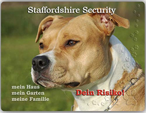 Warnschild - Schild aus Aluminium - Motiv: American Staffordshire Terrier (01) - Größe: 15x20cm von Merchandise for Fans