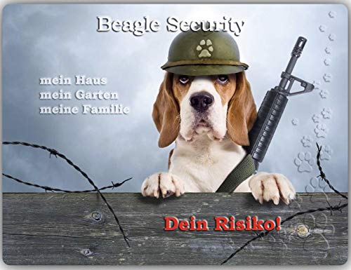 Merchandise for Fans Warnschild - Schild aus Aluminium - Motiv: Beagle Security - Größe: 15x20cm (01) von Merchandise for Fans