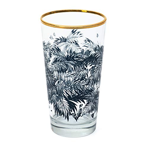 6 x Bacardi Rum Gläser Set Longdrink Cocktail Cuba Libre Bar Party Glas Goldrand Palmentextur von Merchandising