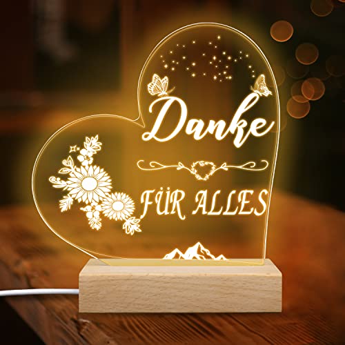 Merclix Danke für Alles Led Lampe Nachtlicht Dankeschön Geschenke Lehrer Geschenk Abschied Danke Abschiedsgeschenk Kollegen Jobwechsel Erzieherin Geschenk Abschied Danke Geschenke Ruhestand Geschenk von Merclix