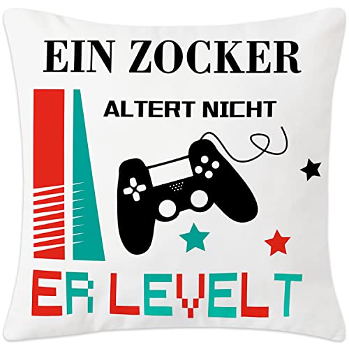 Merclix Gaming Deko Kissenbezug 45x45 Geschenke für Männer, Geburtstagsgeschenk für Freund Jugendzimmer Gamer Deko, Zocker Geschenk Mann von Merclix