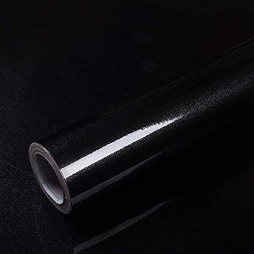 Mercoy 40cmx10m Klebefolie Möbel Selbstklebende Folie für Möbel Schwarz Glitzer Tapete Möbelfolie Wasserdichtes Vinylfolie DIY Dekorativ Küche Schränke Schwarz Hochglanz Möbelaufkleber von Mercoy