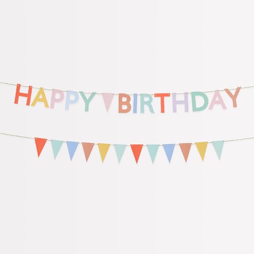 Meri Meri Mini Matchbox Happy Birthday Banner (2 Stück), wiederverwendbare Partydekorationen, 5' Geburtstag Party Banner mit überschüssiger Schnur von Meri Meri