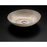 Aufsatzwaschbecken Sand Ø 41 cm Murano-Glas, Elfenbeinfarben, Aufsatzbecken, Glaswaschbecken von Meriando