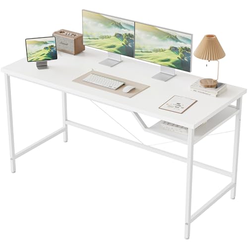 Mericonia 120 cm Computertisch, Gaming-Schreibtisch für kleine Räume, moderner Schreibtisch im schlichten Stil für das Homeoffice, Schreibtisch für Studenten, Weiß von Mericonia