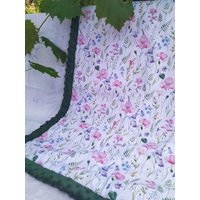 Mohnblumen Baby Decke-Wiese Floral -Baby Decke-Minky Decke-Designer Minky Decke-Dusche Geschenk-Poppy Decke von MeriluShop