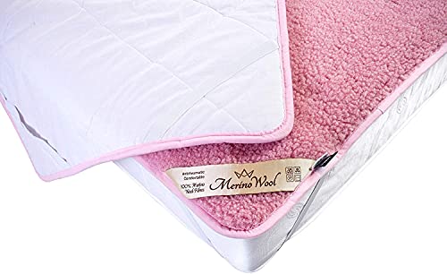 ROSA Unterbett Merino Wolle Unterbett Reversibel Schurwolle Matratzen-Topper/Matratzen-Schoner/Matratzen-Auflage/Matratzen-Schoner in verschiedenen Größen - Befestigung mit 4-Eckgummis von Merino Wool Bedding