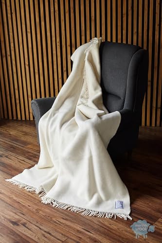 Merino Schafwolldecke/Kuscheldecke, 100% Wolle - Lammwolle Schafwolle Decke 160 x 200 cm, Wolldecke Kariert aus Ausgesuchter Lammwolle von Merino Wool