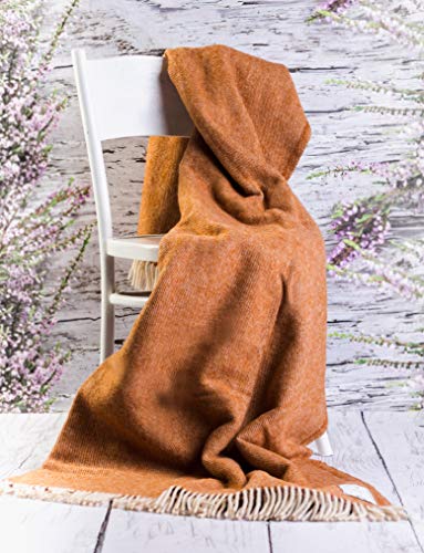 Merino Wool Bedding Decke/Überwurf, 160 x 200 cm, kariert, Doppelgröße, luxuriös, warm, karamellfarben von Merino Wool