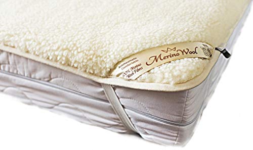 Merino Wool Matratzenauflage, Woolmark-zertifiziert, natürliche Wolle, Fleece, Naturprodukt, wendbare Wollunterdecke, 60 x 190 cm von Merino Wool