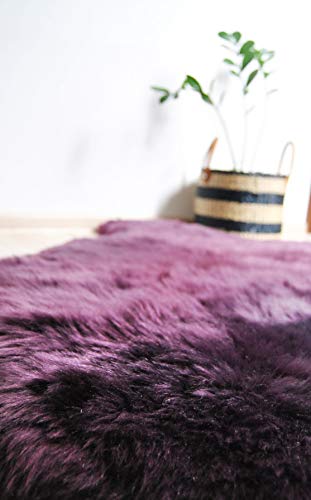 Merino Wool Hand Made Echt Natur 100% Wolle Schaffell Teppich Sofa Stuhl Bezug Pad Lammfell Teppich Pad (Purple) von Merino Wool