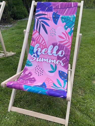 Merino Wool Lovely Line Liegestuhl Sonnenliege Klappbar, Gartenliege Rückenlehne verstellbar leicht klappbar Garten Balkon Strand Holzklappstühle Naturholz Lounger (Good Vibes) von Merino Wool