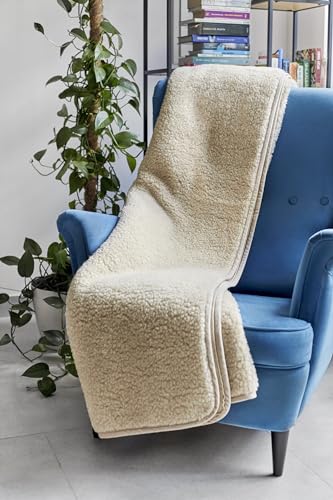 Wolldecke Schurwolldecke, Gewichtsdecke, Beschwerte Decke aus 100% Merino (BEIGE, 220 x 200) von Merino Wool