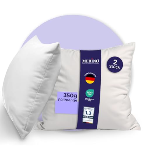 Merino® Sofakissen 40x40cm - 2er Set - Hypoallergenes, Flauschiges Kopfkissen - Kissenfüllung für Bett und Sofa, mit praktischem Reißverschluss - Weiche Innenkissen perfekt als Kissen und Dekokissen von Merino