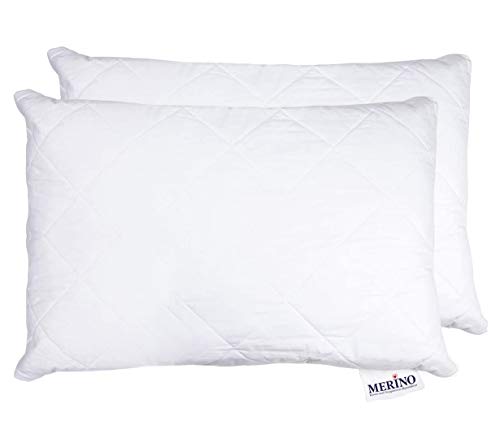 Merino-Betten Hochwertiges Schlafkissen 40x70 Set | Kopfkissen | Kissenhülle versteppt mit Reißverschluss | Serie Perle von Merino