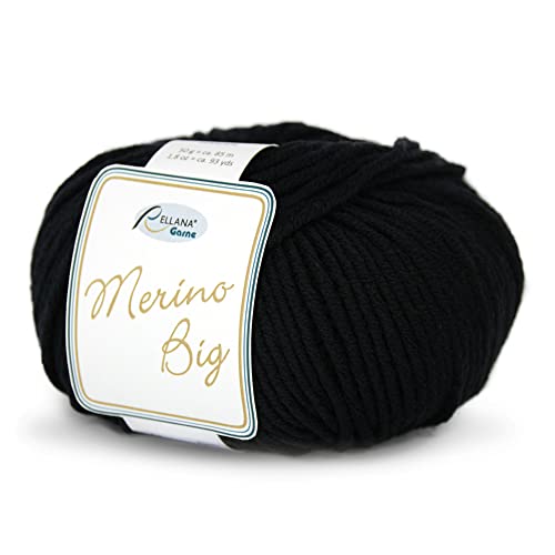 Rellana Merino Big, 60% Schurwolle (Merino), 40% Polyacryl 15 tolle Farben! (2 schwarz) von Merino