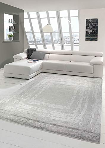 Merinos Hochwertiger Design Teppich Abstrakt aus Naturfasern in Grau Größe 80 x 300 cm von Merinos