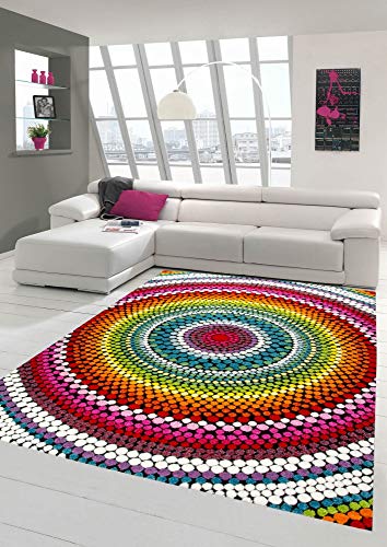Merinos Teppich modern Wohnzimmer Teppich Regenbogen bunt Größe 200 x 290 cm von Teppich-Traum