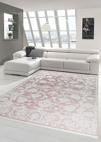 Merinos Vintage Teppich modern Wohnzimmerteppich Designteppich mit Fransen in Rosa Größe 80 x 300 cm Merinos Vintage Teppich modern Wohnzimmerteppich Designteppich mit Fransen in Rosa Größe 80 x 300 cm von Merinos