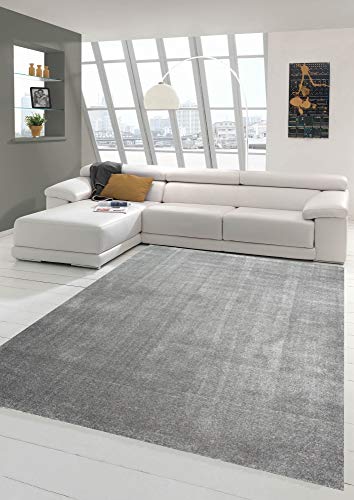 Wohnzimmer Teppich modern Kurzflor mit Uni Design in Anthrazit Größe 120x170 cm von Merinos