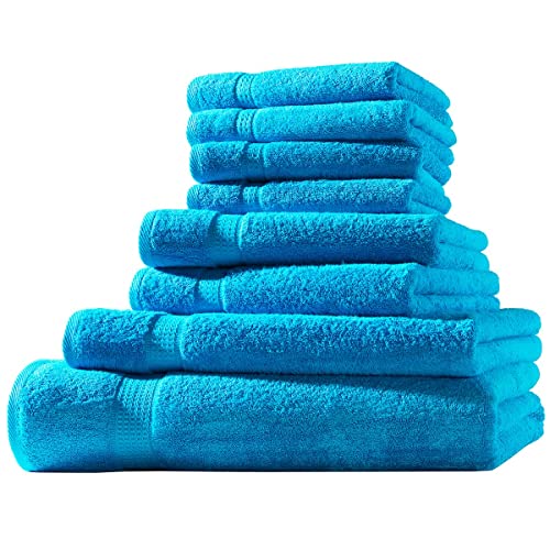 Merkanta Handtuch Set Türkis | 10 teilig | 2 Gästetücher 4 Handtücher 2 Duschtücher 2 Waschlappen | 100% Baumwolle | Badetücher | Bath Towel | Handtücherset Badezimmer | Bad Tücher von Merkanta