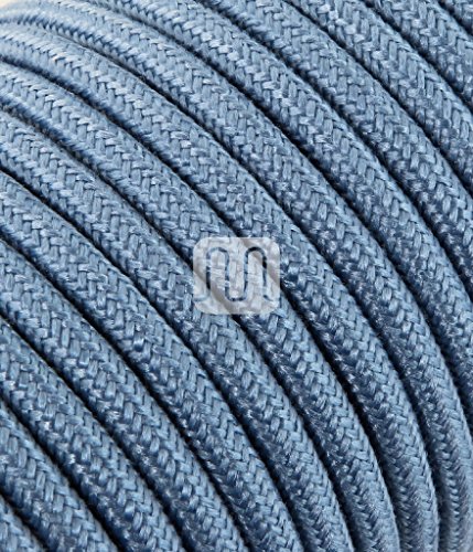 Elektrische Kabel in farbigem Stoff beschichtet. Made in Italy! 3 Meter 2x0, 75 Farbe: Avio Hellblau von Merlotti