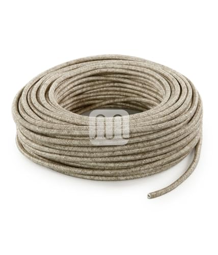 Elektrische Kabel in farbigem Stoff beschichtet. Made in Italy! 3 Meter 2x0, 75 Farbe: Canvas Rohe Beige von Merlotti