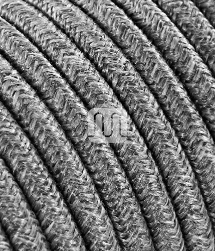 Elektrische Kabel in farbigem Stoff beschichtet. Made in Italy! 3 Meter 2x0, 75 Farbe: Canvas Rohe Dunkelgrau von Merlotti