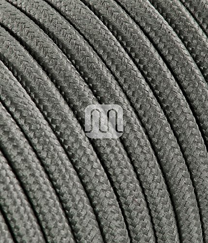 Elektrische Kabel in farbigem Stoff beschichtet. Made in Italy! 3 Meter 2x0, 75 Farbe: Dunkelgrau von Merlotti
