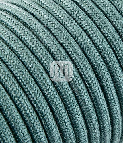 Elektrische Kabel in farbigem Stoff beschichtet. Made in Italy! 3 Meter 2x0, 75 Farbe: Roh Grün Salbei von Merlotti