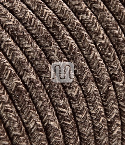 Elektrische Kabel in farbigem Stoff beschichtet. Made in Italy! 50 Meter 3x0, 75 Farbe: Canvas Rohe Braun von Merlotti