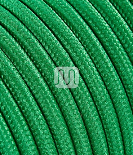 Textilkabel für Lampe, Stoffkabel 2-adrig (2x0,75mm²) - Grün. Made in Italy (10 Meter) von Merlotti