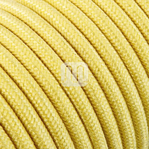 merlotti 20369 Kabel Elektro Rund Schlauchleitung H03VV-F 2 x 0.75, Canvas gelb, 3 m von Merlotti